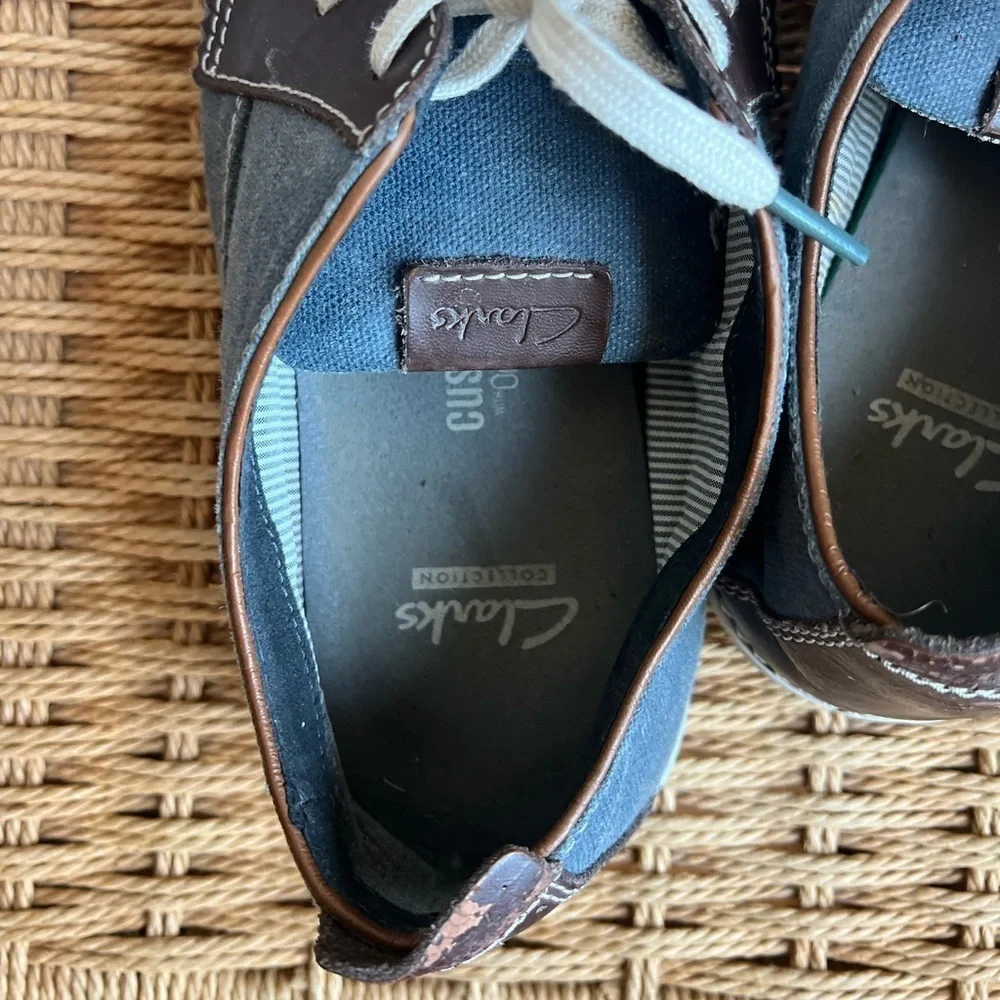 Clarks Collection Men’s Shoes – Size 9.5 – Soft Cushion Ortholite – Blue/Brown